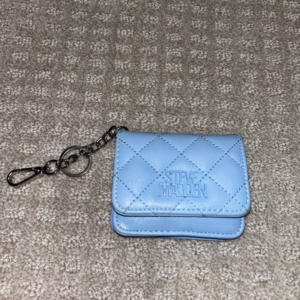 Steve Madden Light Blue Quilted Keychain Wallet